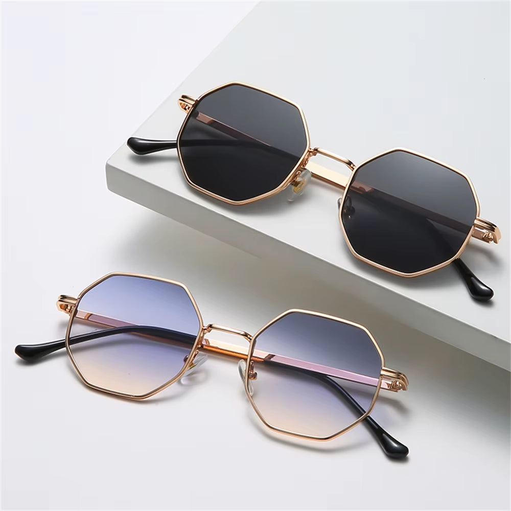 Metal Sunglasses Vintage Polygon Frame for Women Sunglasses Men Luxury Brand Design Sun Glasses Women Mirror Gafas De Sol UV400