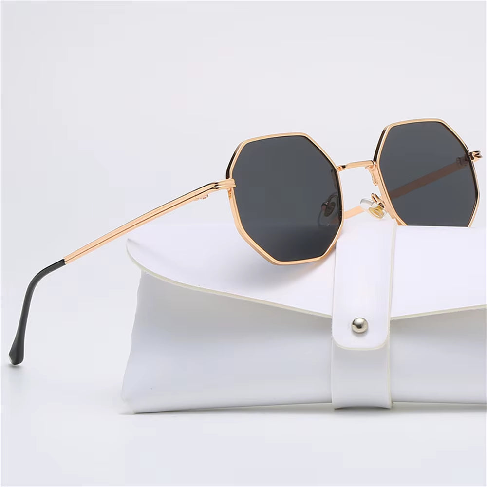Metal Sunglasses Vintage Polygon Frame for Women Sunglasses Men Luxury Brand Design Sun Glasses Women Mirror Gafas De Sol UV400