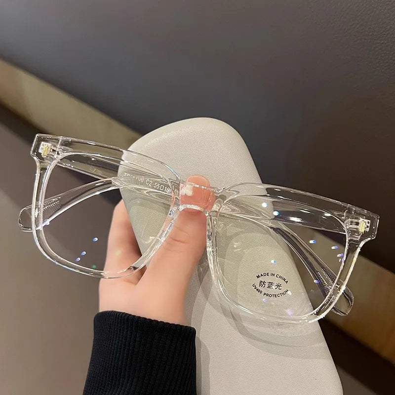 Simple Large Frame anti Blue Light Glasses Unisex Fashion Square Black Transparent Eyeglasses Vintage Optical Spectacle Eyewear