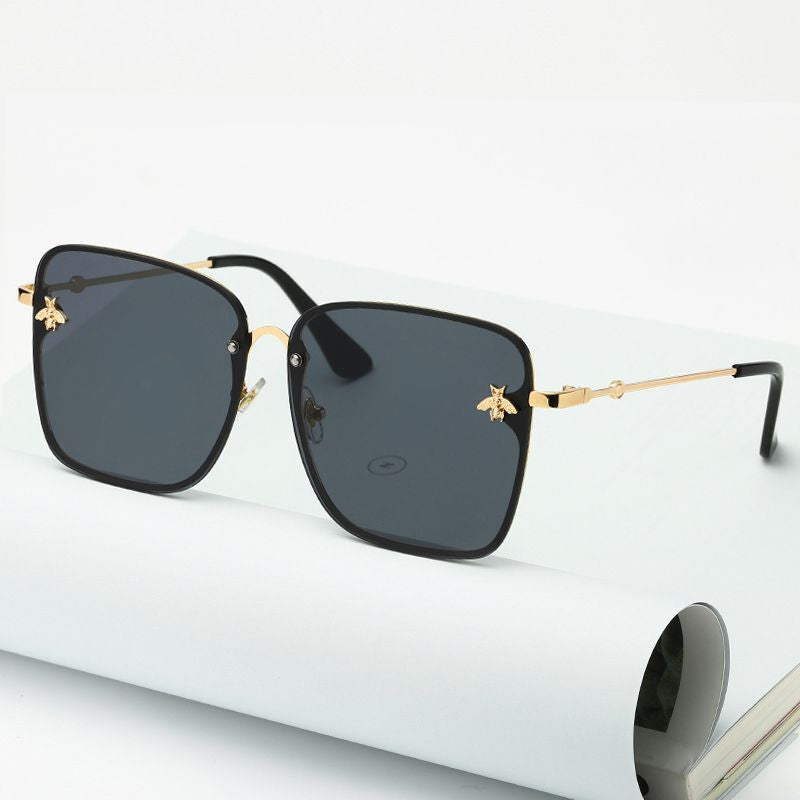 Oversize Rimless Sunglasses - UV400 Gradient Lens Glasses Unisex Fashion Eyewear