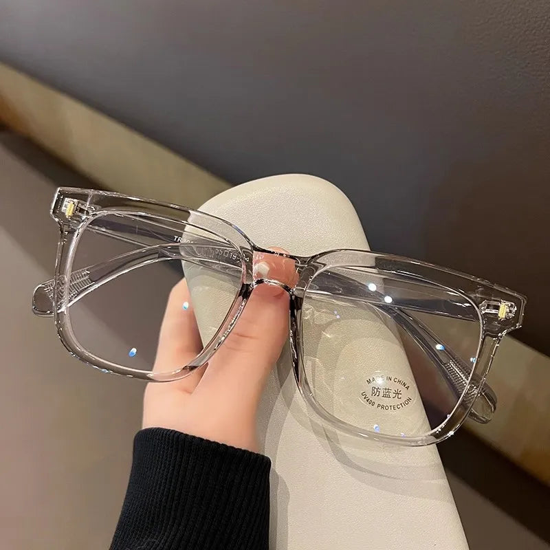 Simple Large Frame anti Blue Light Glasses Unisex Fashion Square Black Transparent Eyeglasses Vintage Optical Spectacle Eyewear