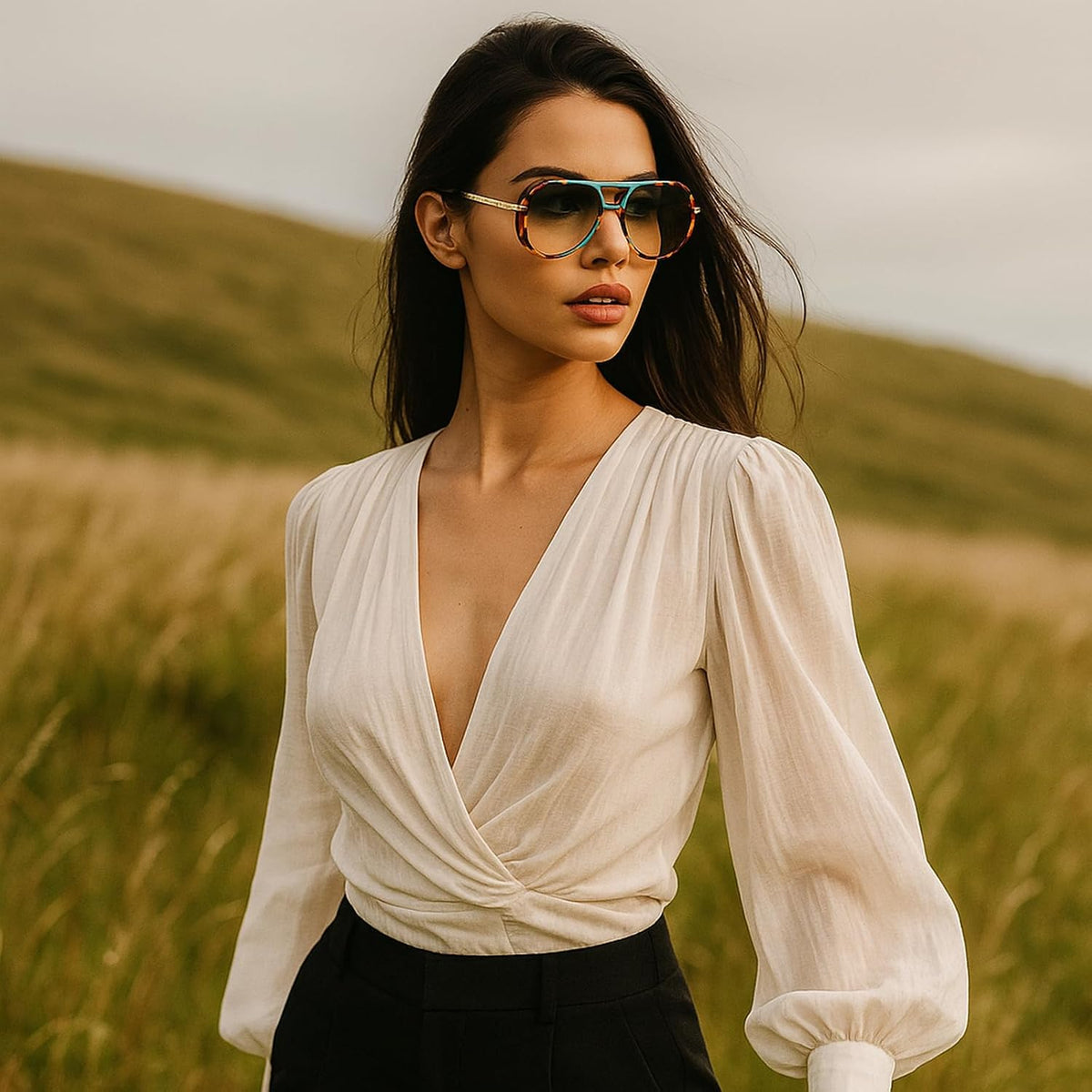 Oversized Pilot Sunglasses for Women Men Trendy