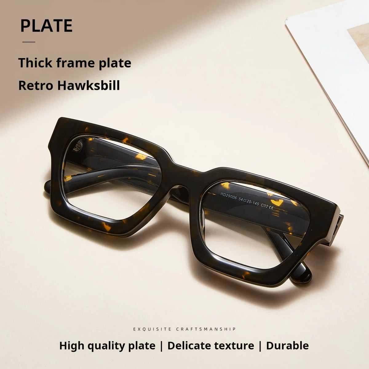 Fashion Retro Men Glasses Square Big Size Acetate Wide-Rim Design Optical Prescription Eyeglasses Frames Women RD29006