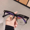 Simple Large Frame anti Blue Light Glasses Unisex Fashion Square Black Transparent Eyeglasses Vintage Optical Spectacle Eyewear