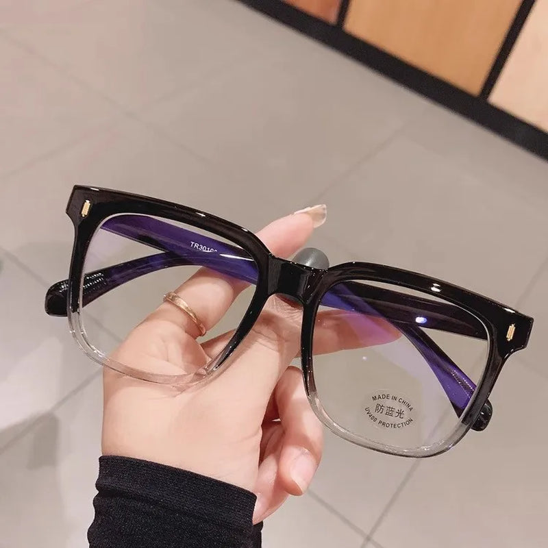 Simple Large Frame anti Blue Light Glasses Unisex Fashion Square Black Transparent Eyeglasses Vintage Optical Spectacle Eyewear