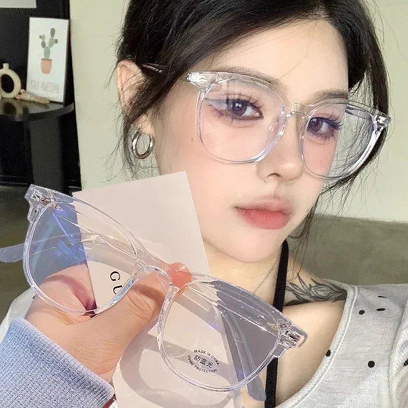 Simple Large Frame anti Blue Light Glasses Unisex Fashion Square Black Transparent Eyeglasses Vintage Optical Spectacle Eyewear