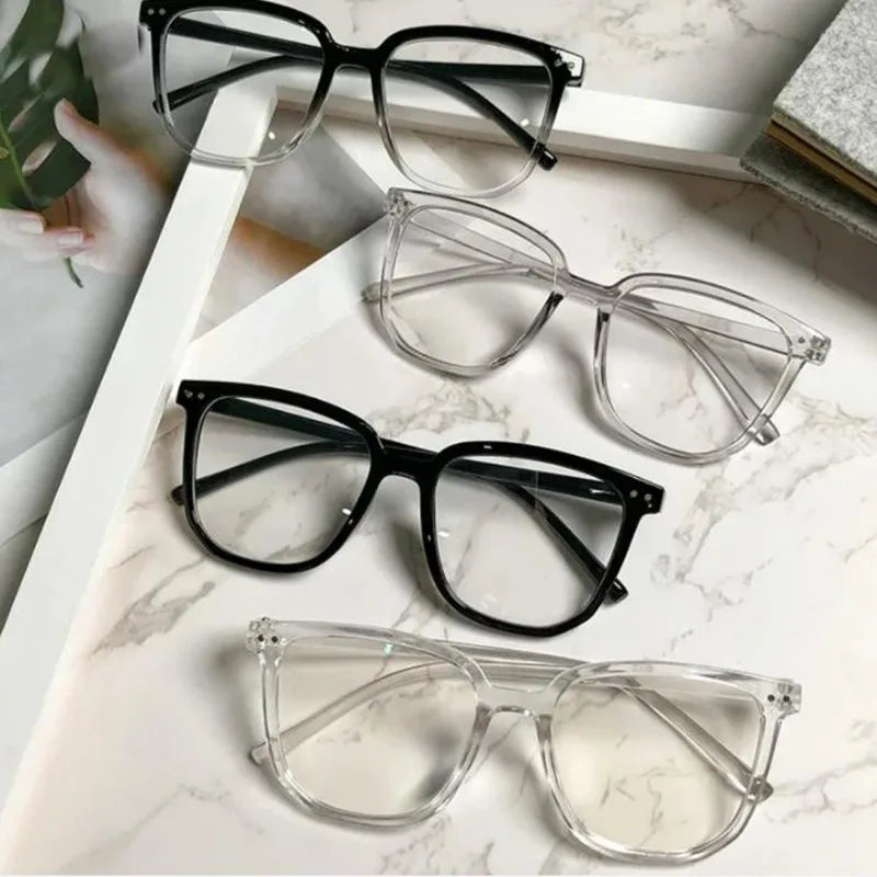 Simple Large Frame anti Blue Light Glasses Unisex Fashion Square Black Transparent Eyeglasses Vintage Optical Spectacle Eyewear