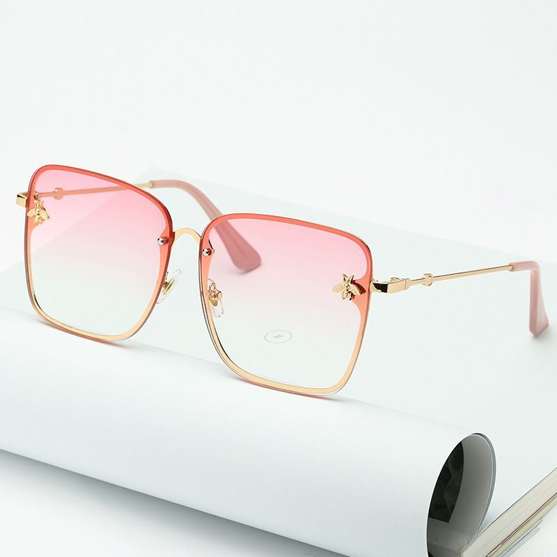 Oversize Rimless Sunglasses - UV400 Gradient Lens Glasses Unisex Fashion Eyewear