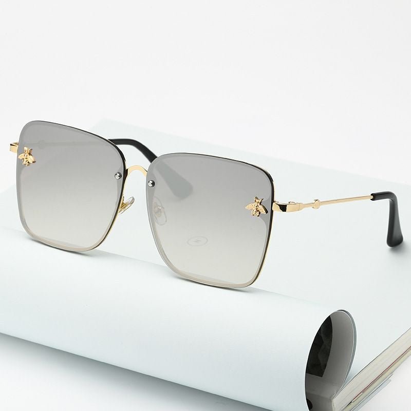 Oversize Rimless Sunglasses - UV400 Gradient Lens Glasses Unisex Fashion Eyewear