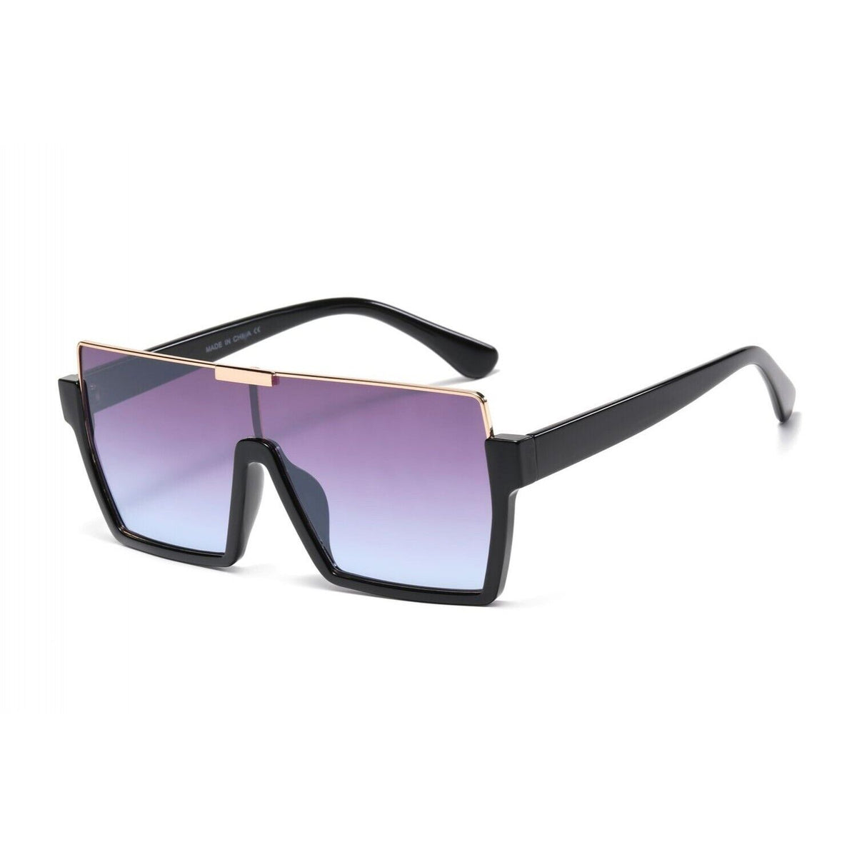 The Bardot oversized shield sunglasses in Black with Gold Rim