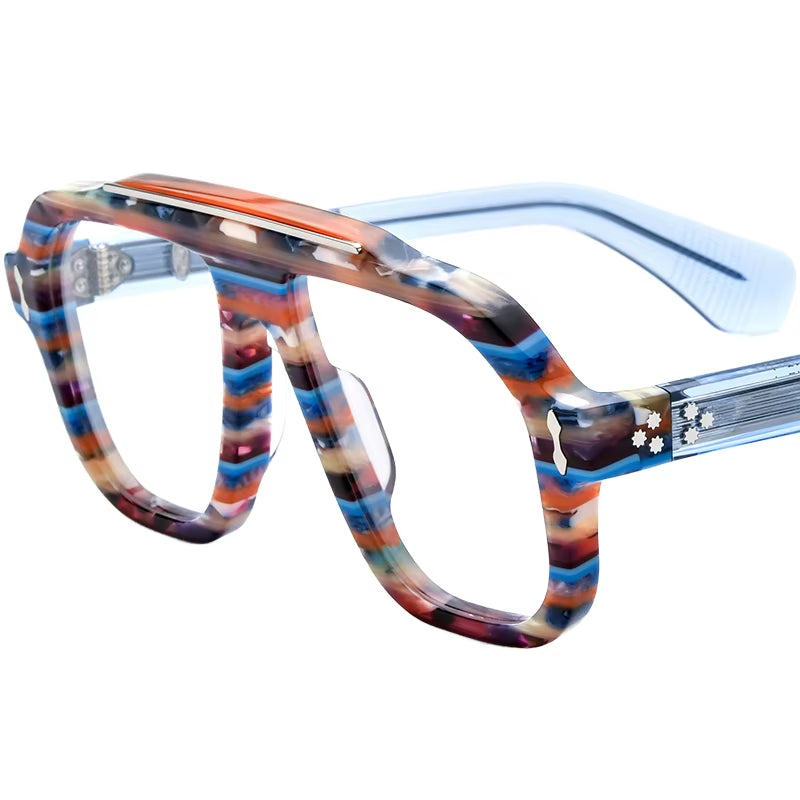 The Laurent retro full-rim eyeglasses in Multi color and Light Blue