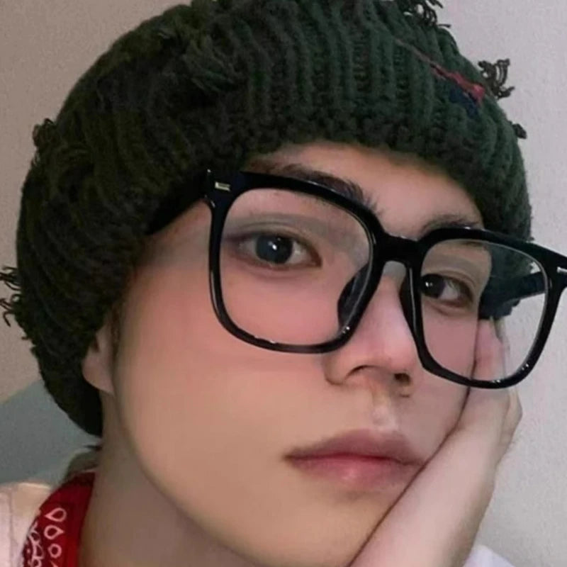 Simple Large Frame anti Blue Light Glasses Unisex Fashion Square Black Transparent Eyeglasses Vintage Optical Spectacle Eyewear