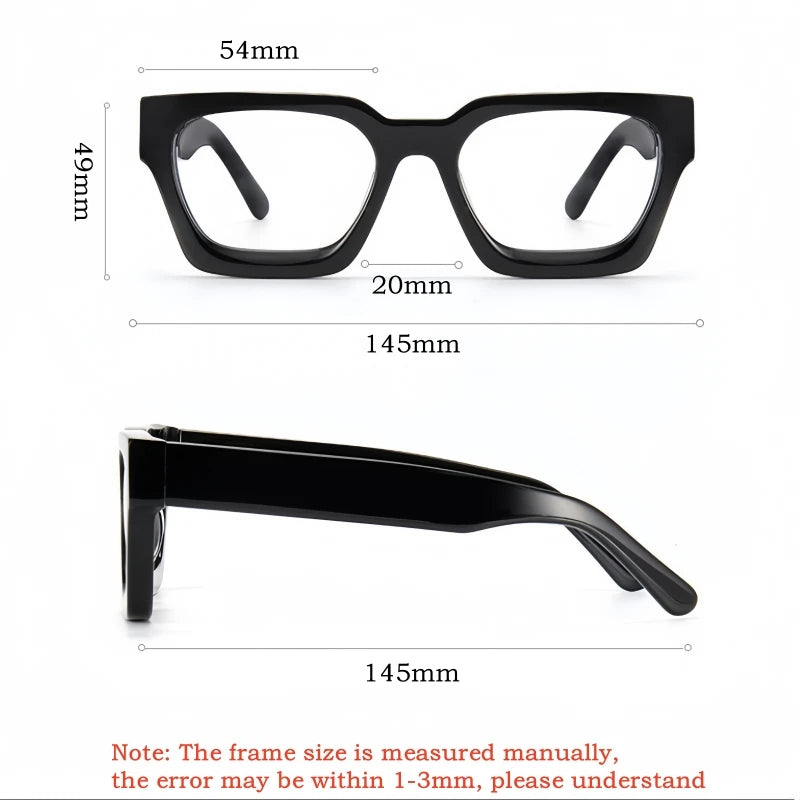 Fashion Retro Men Glasses Square Big Size Acetate Wide-Rim Design Optical Prescription Eyeglasses Frames Women RD29006