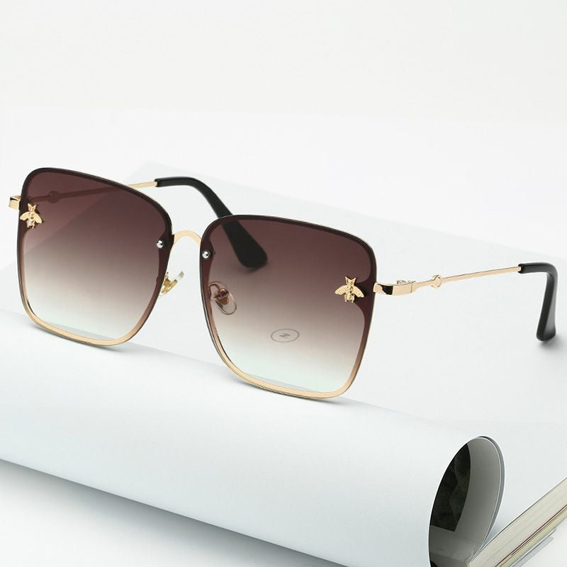 Oversize Rimless Sunglasses - UV400 Gradient Lens Glasses Unisex Fashion Eyewear