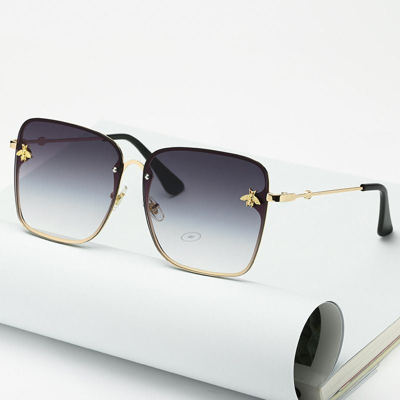 Oversize Rimless Sunglasses - UV400 Gradient Lens Glasses Unisex Fashion Eyewear